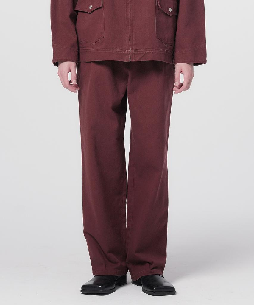 Honguseong Washed Twill Cotton Trousers_Burgundy