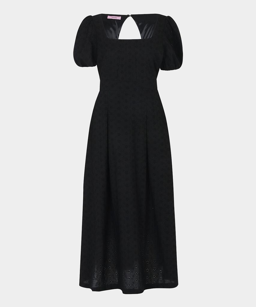 Kissing Loro Square Flower Dress (Black)