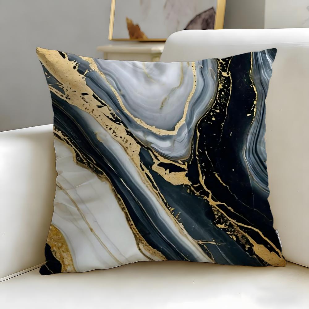 art theme Minimalist Marble Patterned Cushion Cover Soft  EasyWash Pillow Case  Versatile for Couch Bed Travel and Office