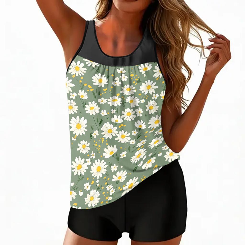 Damen Boho Print geteilter Badeanzug Sport Badeanzug