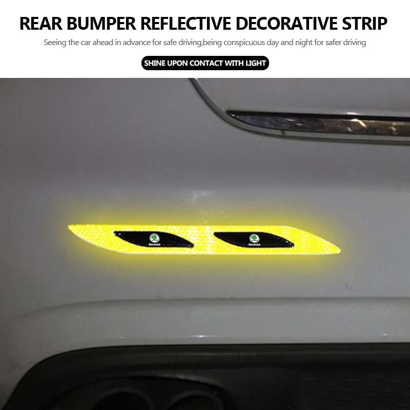 For Skoda Car Styling Trunk Bumper Warning Safety Sticker Reflective Strip Kamiq Karoq Octavia 2 3 Rapid Scala Kami Fabia VII  CX3