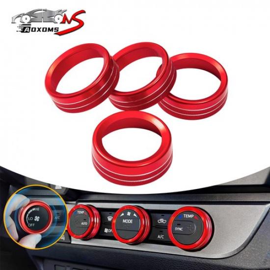 4pcs Red AC Console 4WD Switch Trim Ring Knob Cover for Toyota Tacoma 2016-2020
