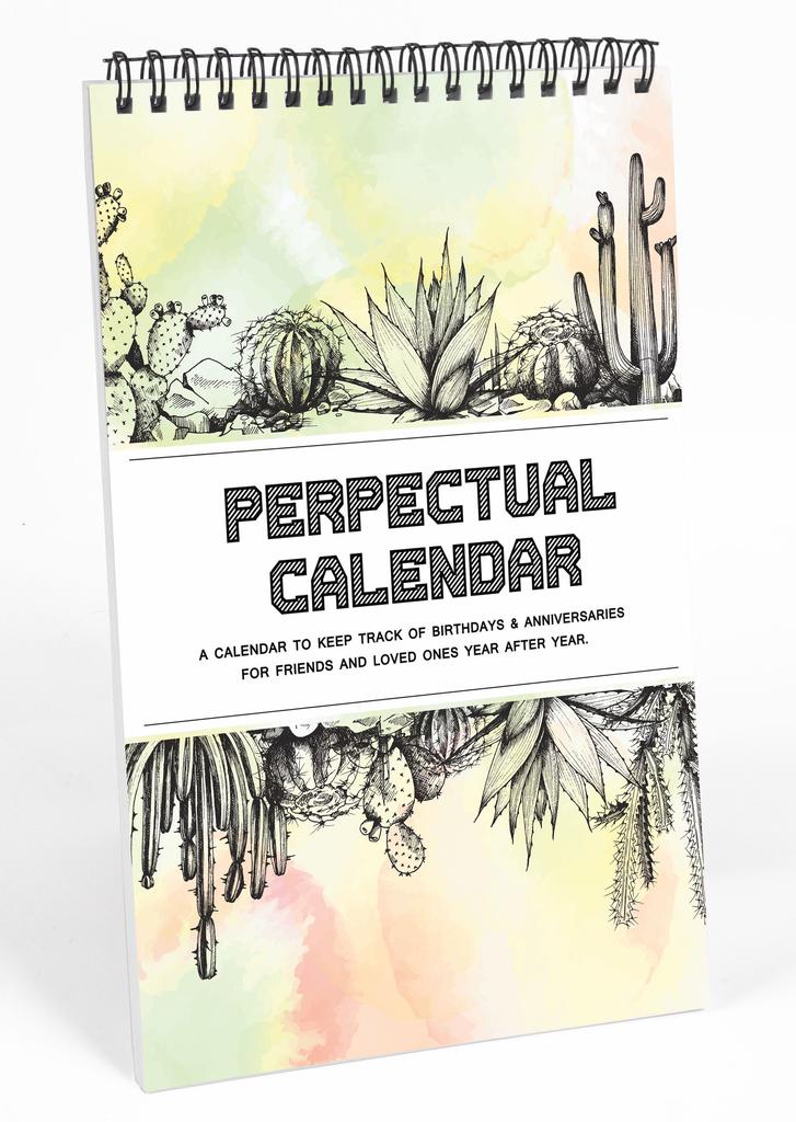 Inkdotpot Desert Print Perpetual Calendar, Important Dates To Remember- 6x9 Monthly and Daily Journal for Special Days