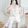 1011 new pajamas women's summer cloud cotton short-sleeved trousers two-piece set Japanese large-size printed loungewear autumn