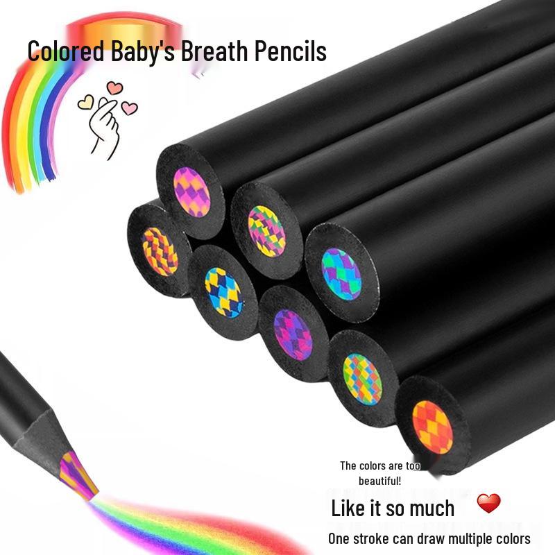 

Baby s Breath 7-Color Core Colored Pencils: 8-Piece Blackwood Set for Children & Students 8 Colors OPP Bag
