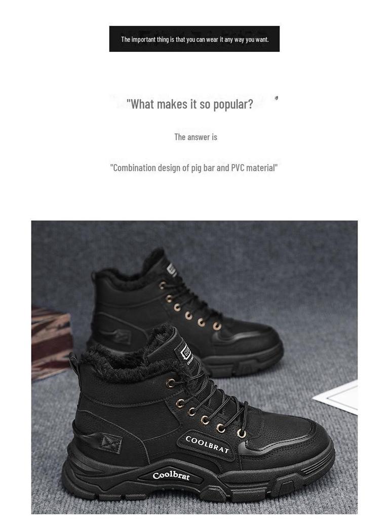 Men's Winter Martin Boots: New Style, Plus Velvet, Thick-Soled, Non-Slip Work & Snow Boots