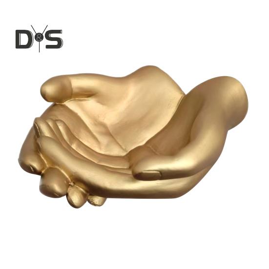 

Пальмовая скульптура, ювелирная тарелка, настенное искусство, поднос для хранения статуй из смолы, золотая скульптура руки для декора входа в дом, гостиной золотистый