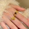 Vintage Maillard style zircon fireworks star opening ring niche index finger ring exquisite jewelry
