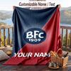 Flannel Blanket Bologna FC Print Custom Name Text Soft Throw for Sofa Bed