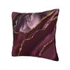 Custom Modern Burgundy Maroon Geode Agate Cushion Cover Velvet Marble Texture Gold Throw Pillow Case Decoration