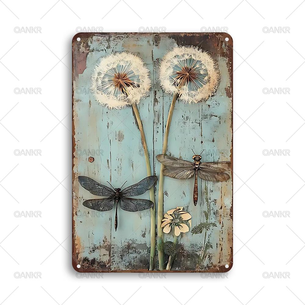 Vintage Garden Art Poster Metal Tin Sign Ideal Gift x Inch Dandelion Flower Rustic Metal Signs for Backyard Home Wall Decor 20x30cm（7.8x11.8inch）