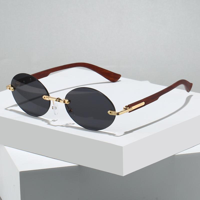 Polarized Light Glasses Retro Rimless Oval Sunglasses Women Men Luxury Brand Sun Glasses Outdoor Driving Lady Man Glasses UV400