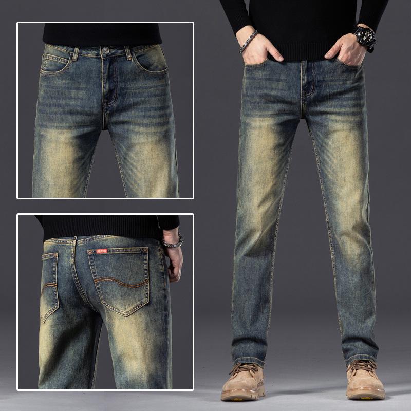 

Мужские облегающие джинсы-стрейч со средней и высокой талией — модные, простые, прямые брюки для весны и осени. 33 (26 inches) 150 jin