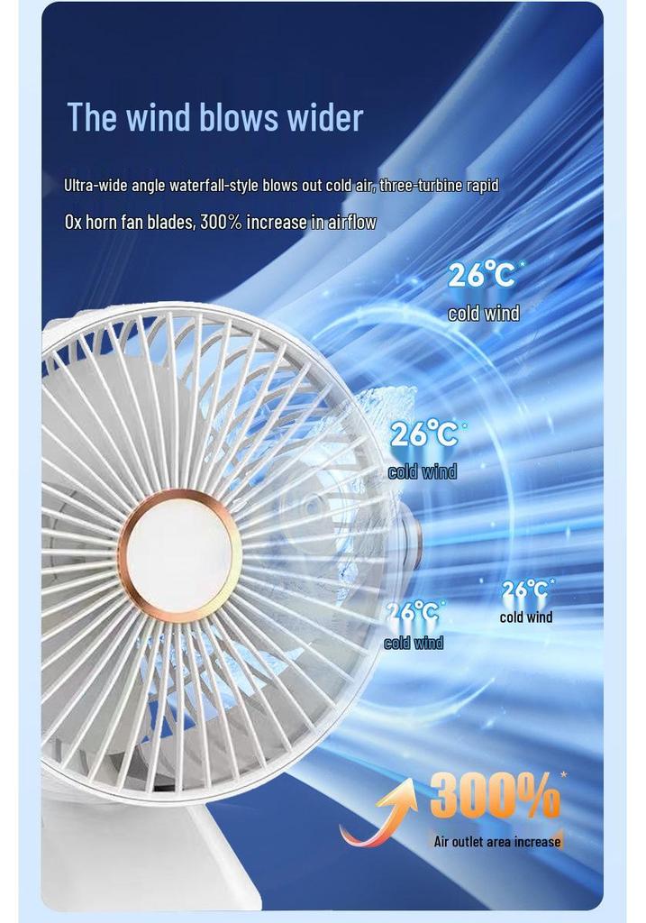 Ultra-Quiet Rechargeable Clip-On Fan with LED Night Light for Dorms and Desks