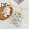Decorative Party Favor Bags Christmas Tree Shaped Gift Bag Reusable Drawstring Treat Goody with Pompoms Red Green White Xmas Decor Bells Winter