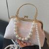 Dinner Embroidery Pearl Portable Shell Bag Women's 2025 Summer New Niche Design Clip Crossbody Bag