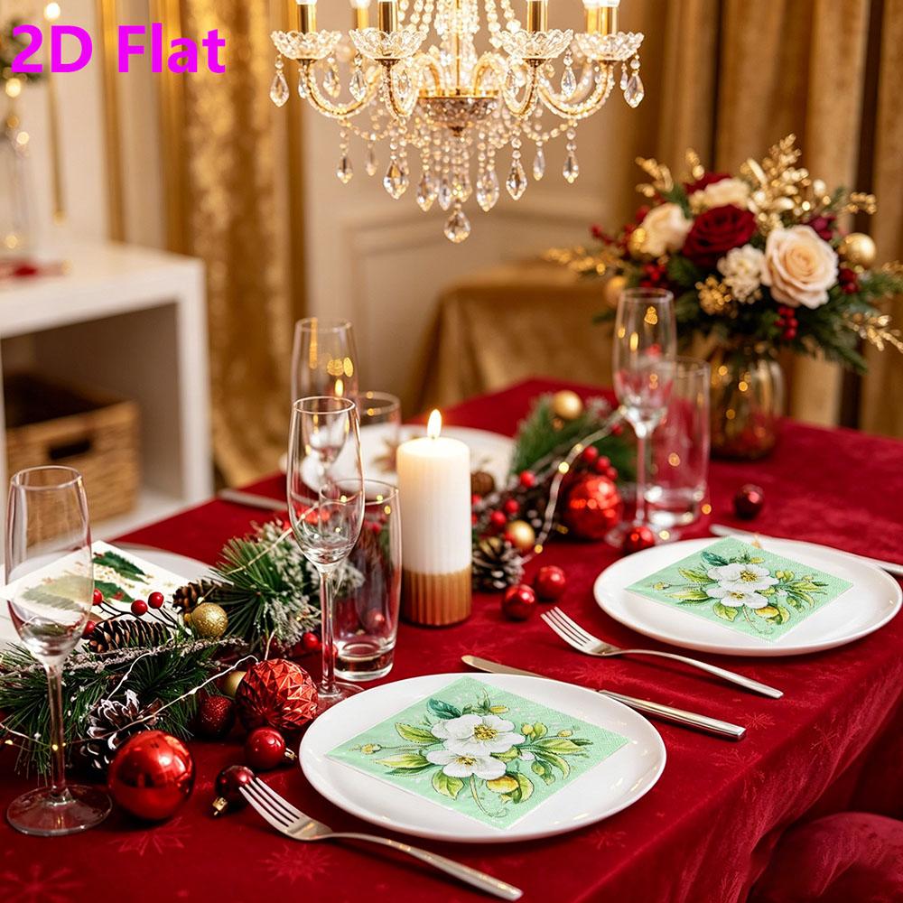 20pcs Disposable Napkins with Flowers, Birds Pattern Print for Wedding,Parties,and Daily Use for Thanksgiving Fall Christmas Table Decoration