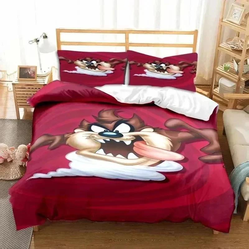 3D Cartoon T-Tasmanian Devil Bedding Set Print Bed Set With Pillowcase Bed Duvet Cover Soft Single Double Queen Super King Size