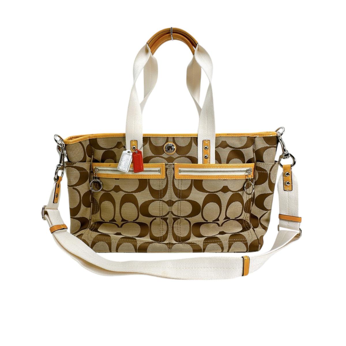 

COACH Large capacity 2 way bag Shoulder Bag canvas beige Women F14871 Used