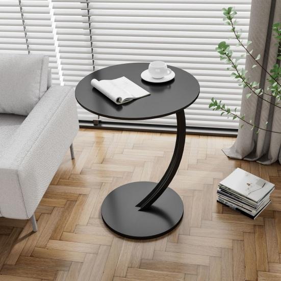 Round Side Table Modern Couch Sofa Bed Small C-Shaped End Table Office Living Room Bedroom Bedside Coffee Desk Multifunctional Nightstand