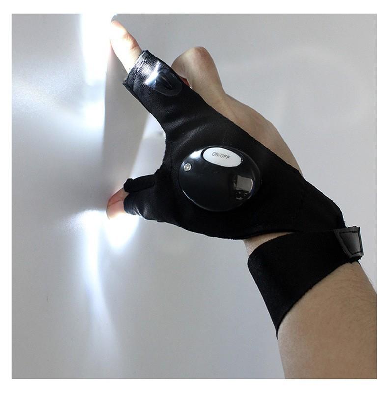 LED Lighted Fishing Gloves, Waterproof Finger Flashlight Gloves for Night Fishing Repair Emergency Use