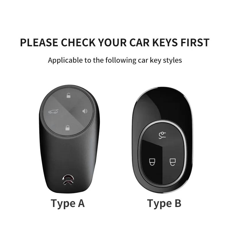 Leather Car Key Case Cover For Wei Lai Nio Es6 Es7 Es8 Et5 Et7 Et9 Ec6 Ec7 Et5T Eve Ep9 - Car Keychain Protection Shell