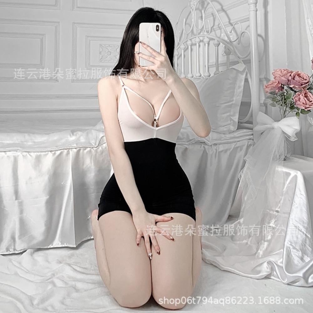 Domila Sexy Ice Silk Transparent Tight Nightclub Beauty Chest Lace-up Short Skirt Princess Ktv Mini Small Skirt Hip-length Skirt