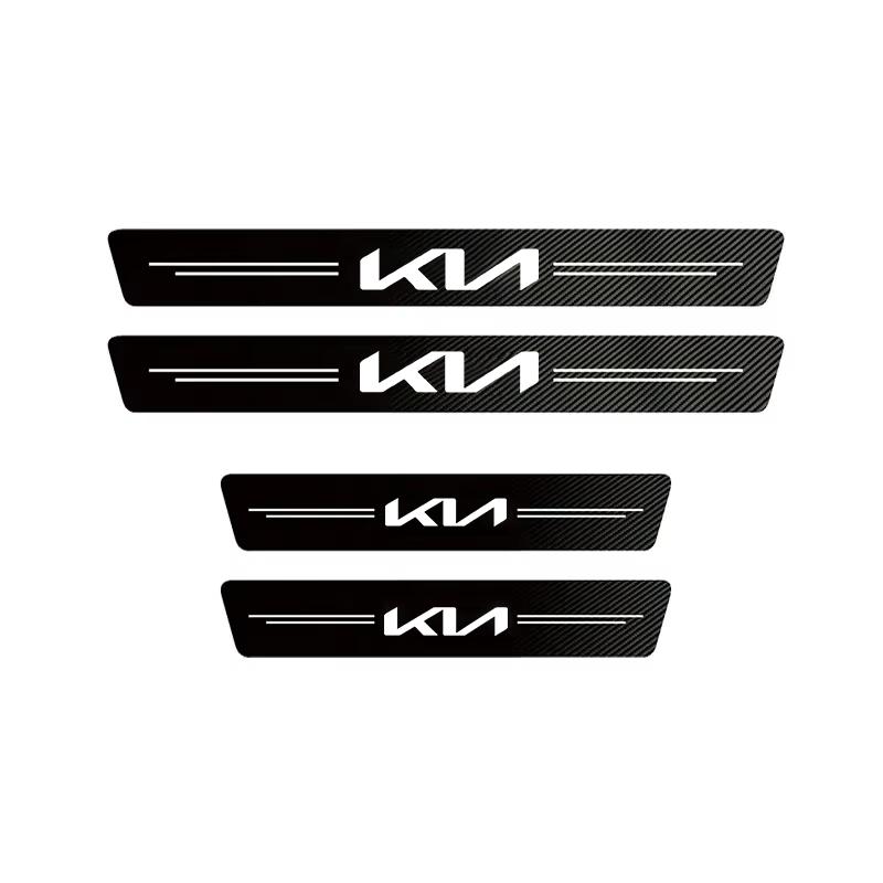 1/4/5Pcs Carbon Fiber Leather Car Door Sill Protector Strip For Kia KN GT-Line Sportage Ceed Rio Picanto Sorento Soul Cerato kxnhz00