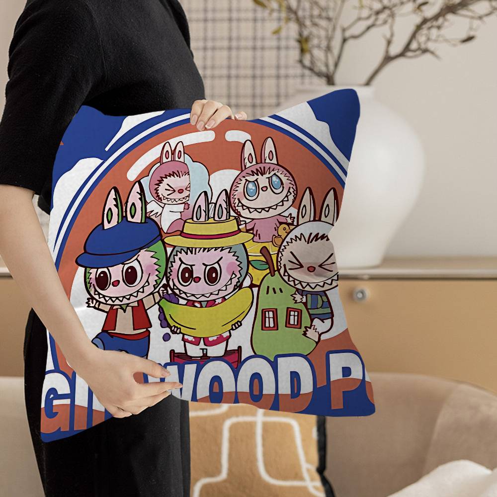 Cartoon L-Labubu Pillow Anime Pillow Sofa Bed Head Pillow Cover Cushion Cover 45X45 Cm Fashion