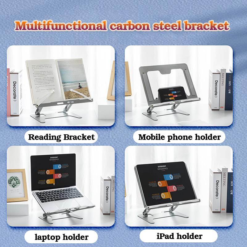Soporte de Lectura Multifunción, Extensible y Ajustable, Acero al Carbono, Adecuado para Lectura, Teléfonos Móviles, Portátiles, Herramientas de Estudio de Oficina