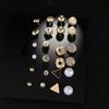 Chic Zircon Crystal Stud Earrings - Set of 12 Pairs