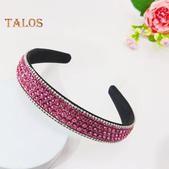 Retro Wide Hair Hoop Shiny Rhinestones Inlaid Lightweight Headband Bright Color Hairband Hair Accessories