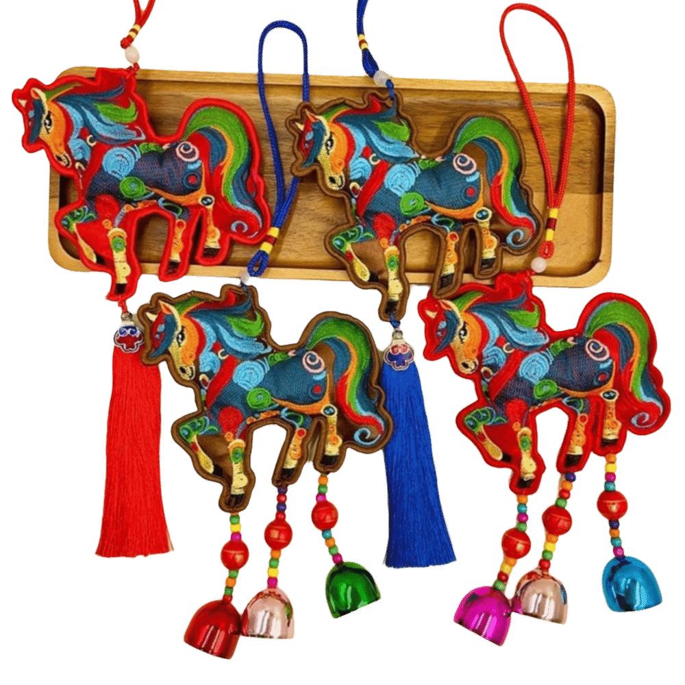 Year of The Horse Mascot Pony Tassel Pendant Embroidery Horse Hanging Decor Collectible