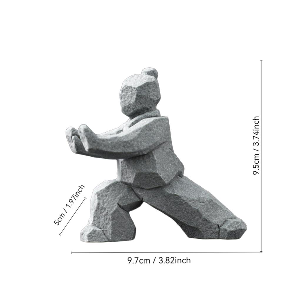 Creative Chinese Style Stone Statue TaiChi Master Figurine Vintage Antique Garden Bonsai Ornament Tabletop Handicraft Decor Gift