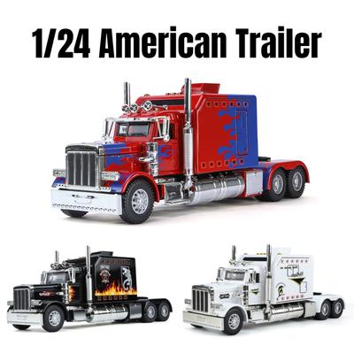 1/24 Anhänger Amerikanischer Abschleppwagen Kopf Traktor Druckgusslegierung Miniatur Spielzeugauto Modell Pull Back Sound Light Collection Geschenk für Jungen
