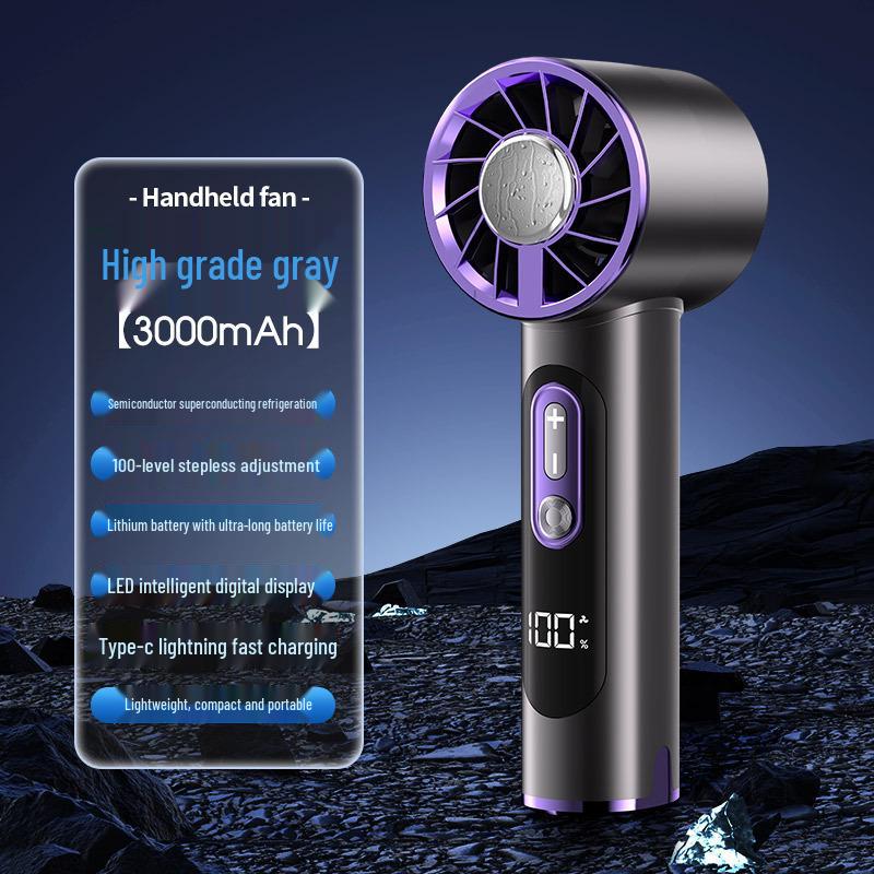 100-Speed High-Performance Handheld Mini USB Fan - Portable, Brushless, and Compact for Outdoor and Desktop Use Brushless High-Speed 3000mAh