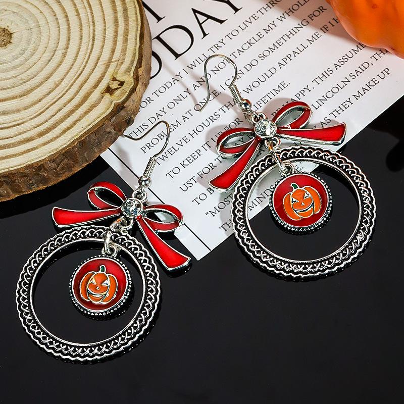 Halloween Cartoon Earrings: Pumpkin, Ghost & Bat Dangles for Women