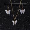 Kolczyki z akrylowym motylem, naszyjnik, kombinacja, zestaw biżuterii z Japonii i Korei Południowej w słodkim stylu ze stopu metali