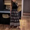 Bohemian Women's Floral A-Line High-Waisted Long Skirt for Spring/Summer Beach Vacation