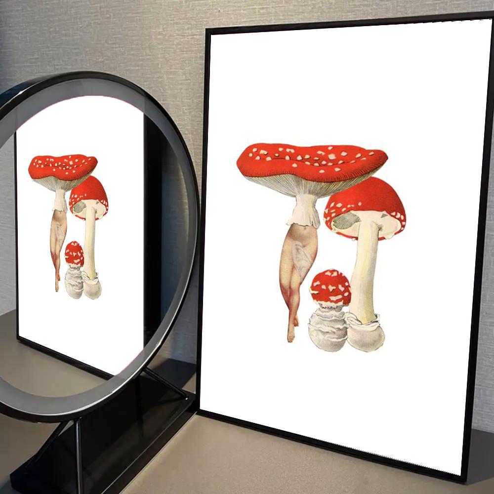 1pc Don't Forget Your Roots Art Cactus Sexy Mushroom Poster Self-adhesive Art Waterproof Paper Sticker Wall Decor