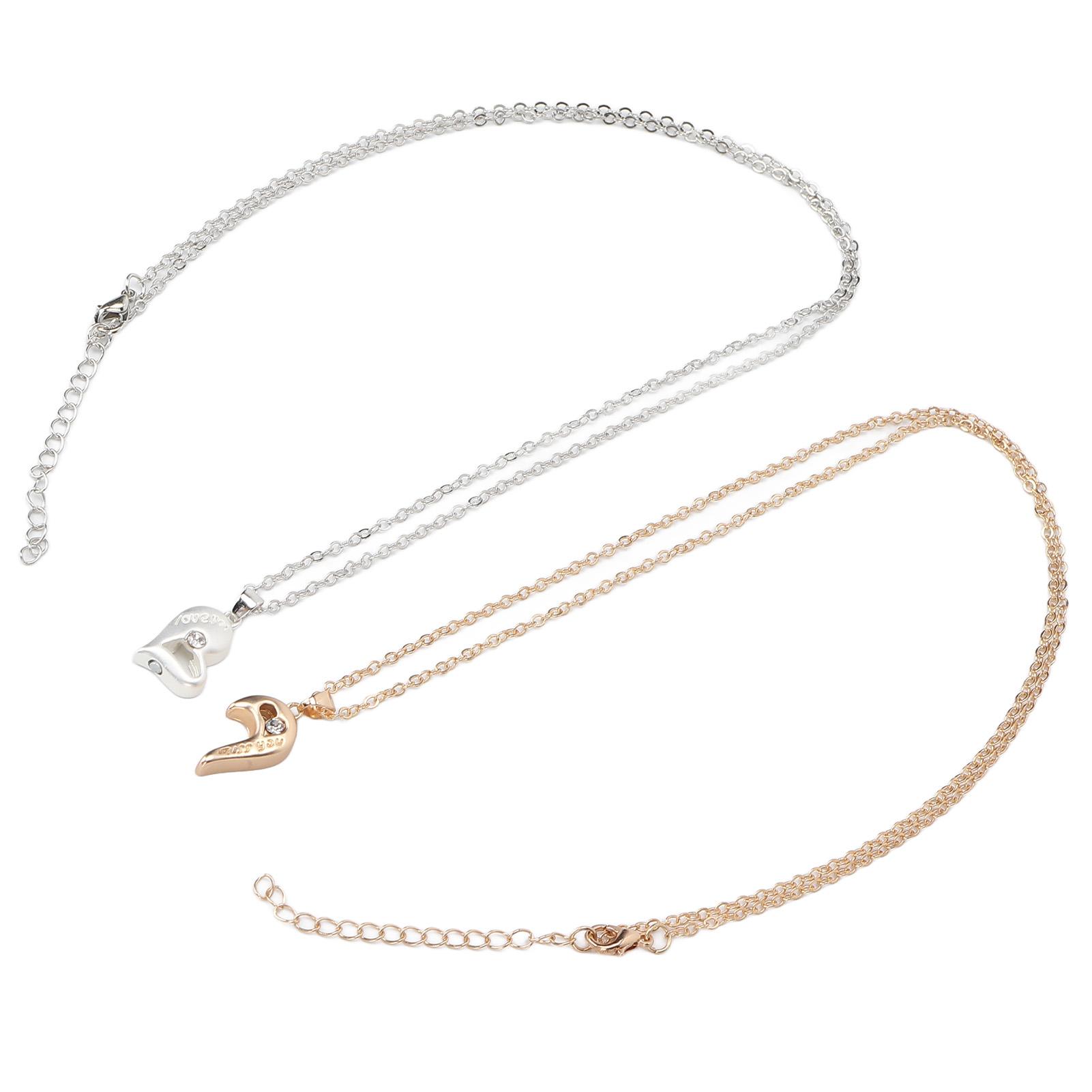 2pcs Couple Love Necklace Magnetic Heart Shape Pendant Alloy Hollow Necklace for Women Men
