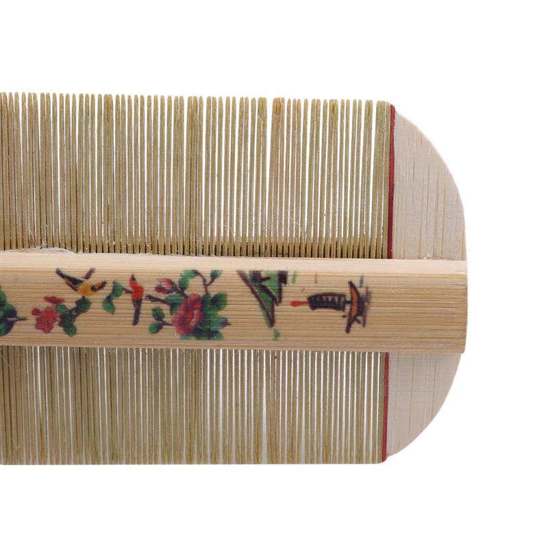 Traditional Double Sided Bamboo Lice Comb Dense Teeth Anti-Itch Head Flea Dandruff Scraping Hair Care Comb