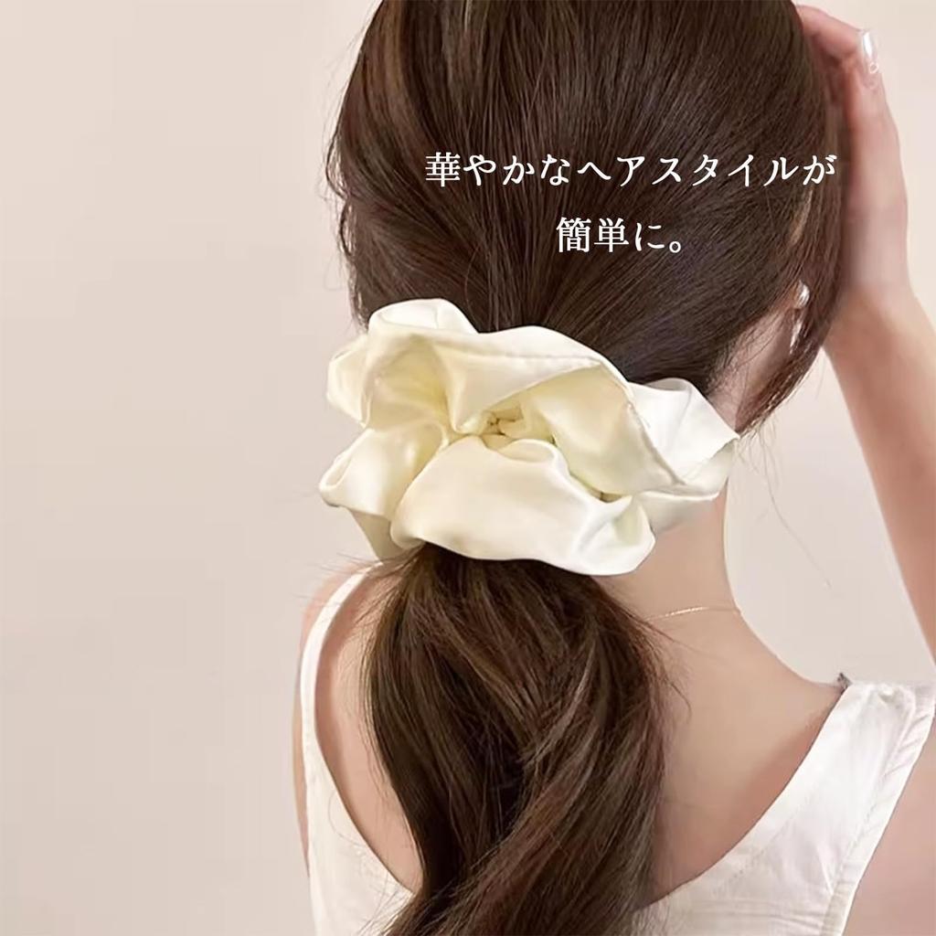 Lapimou Large Satin and Silk Scrunchie Hair Hair Korean Style Tie, Non-Stain Accessory, Women's Fabric, Voluminous, Big, Popular, Cute, Stylish, (Wine