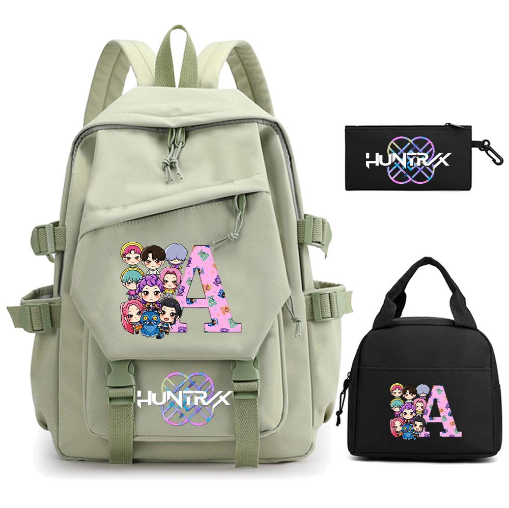3Pcs/set 26 English Letter Kpop Demon Hunters Printed Backpack for Teenger Boy Girl Large Capacity Schoolbag Children Student Bookbag Women Travel Bag