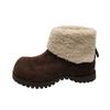 New velvet thickened warm snow boots women's winter thick-soled turning short boots retro muffin cotton shoes tide