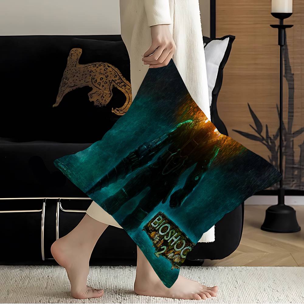 Retro BBioshock RRapture Game Cushion Cover Pillow Cover Decor Pillowcase Printed Cushion Case for Couch
