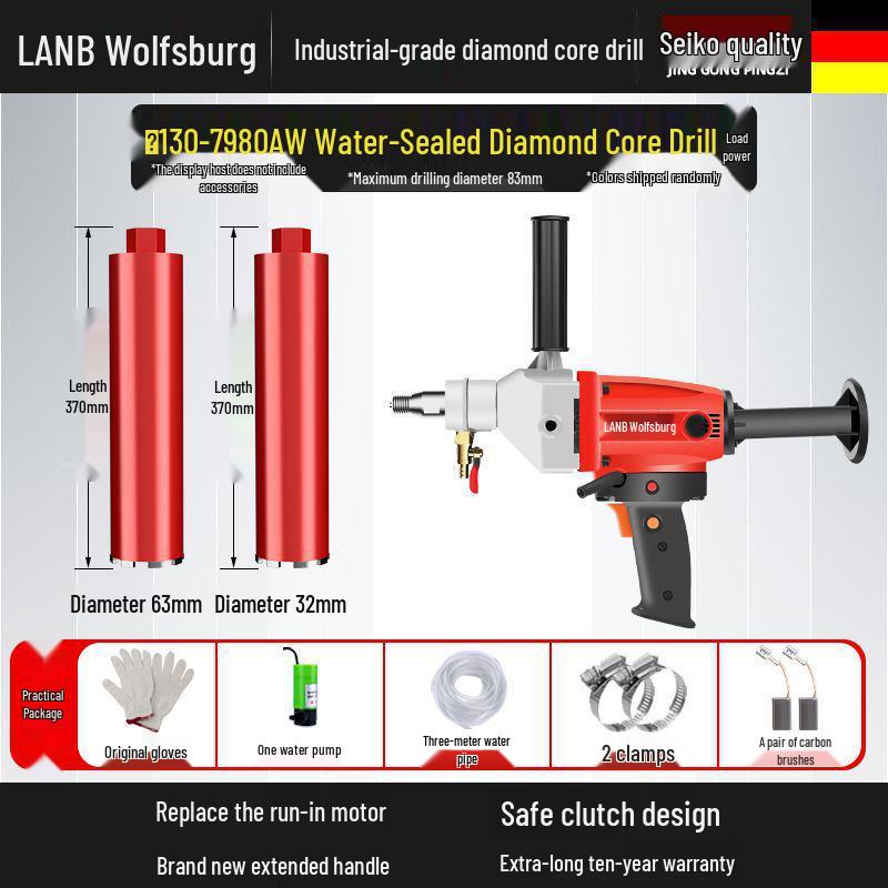 Diamantkern-Betonbohrer & Ständer – Handgehaltener Nass-/Trockenlochbohrer mit Wasserbohrermischer