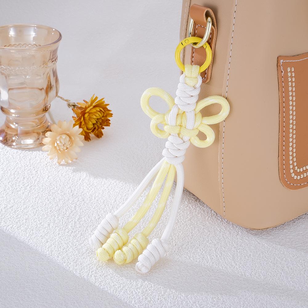 New Trend Colorful Bowknot Pendant Woven Rope Design Bag Charm Backpack Hanging Piece Car Chic Accessories Bag Charm