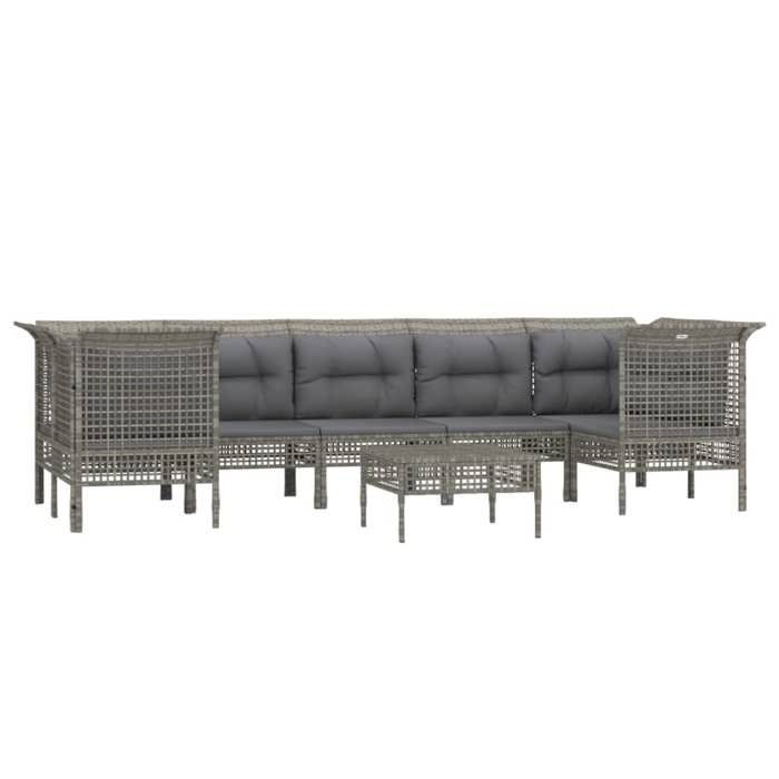 VidaXL Salon de Jardin avec Coussins 8 pcs, Ensemble de Meubles de Terrasse, Mobilier d'Extérieur, Canapé de Patio, Moderne, 3187565