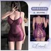 Internet celebrity sexy suspender onesie mesh perspective with steel ring gathering sexy underwear hip skirt women